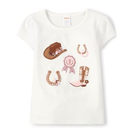 Gymboree Girls and Toddler Embroidered Graphic Short Sleeve T-Shirts, Western Icons, 2T