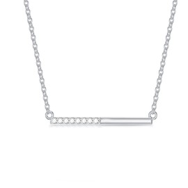 BETHZA Diamond Bar Necklace 0.07 Cttw Sterling Silver Real Diamond Pendants for Women Girlfriend Mom Wife Jewerly Gifts(D-F, VVS)
