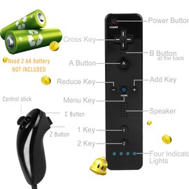 SONVIEE Wii Remote Controller und Nunchuck Joystick Ersatz Fernbedienung für Wii mit Silikonhülle und Handgelenkschlaufe Kompatibel mit Wii, Ohne Motion Plus