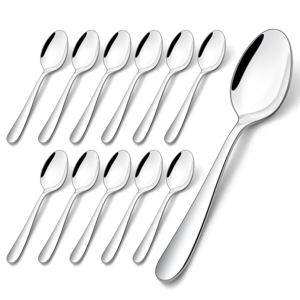 Herogo Teaspoons, Stainless Steel Coffee Spoon Set of 12, Small Dessert Spoons for Home Kitchen Restaurant, Elegant Silver Tea Spoons Set, 13.5cm, Smooth Edge & Mirror Polished, Dishwasher Safe