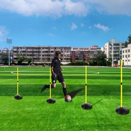 Soccer Agility Poles Set Detachable Sports Trainning Speed Pole Slalom Poles with Rubber Base Sport Traning Equipment - Color: Pack of 4, Style Name: 4.9 FT