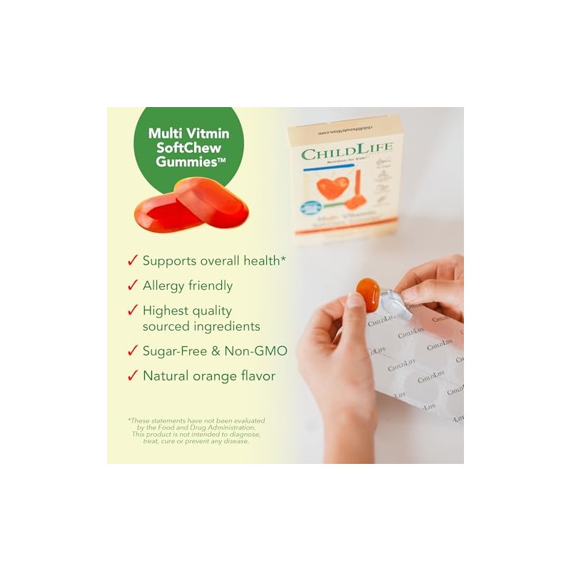 Childlife Multi Vitamin Softchew Gummies Tablets Natural Orange Flavor Gomitas