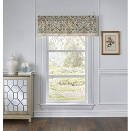 Waverly Artisanal Valances for Windows Rod Pocket Curtains for -Kitchen and Living Room, 60" x 16", Mineral