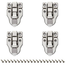 4PCS Antique Toggle Catch Latch Clasp, Wooden Box Latch with Screw,Sliver Decorative Hasp,Jewelry Box Lock Buckle,Hasp Lock Latch,40 * 62MM