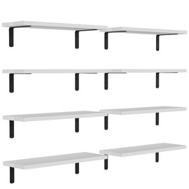 DOLLFIO Floating Shelves, 8 Sets Wall Shelves, Wooden Floating Shelves for Bedroom Wall Décor, Wall Mounted Floating Bathroom Shelf for Storage, Floating Book Shelf Living Room – White