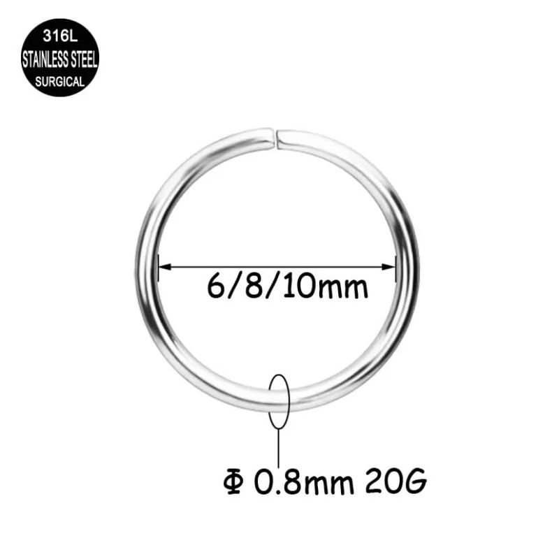 8mm stainless steel nose ring