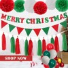 Merry Christmas Banner Christmas Decorations with 30pcs Red Green White