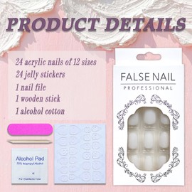 Milk White Short Square Press on Nails SWEKKE Fake Nails Solid Color Full Cover False Nails with Nail Glue Glossy False Nails with Nail Glue Artificial Acrylic Nails for Women Girls 24Pcs