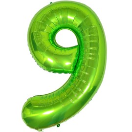 Diwuli Giant XXL Number Balloons, Green Foil Balloons with Large Number, Years, Birthday, Party Decoration, Gift