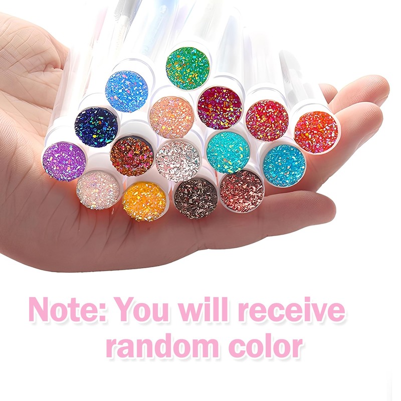 10PCS Sparkling Handle Eyelash Brush in Test Tube Packaging, Lash