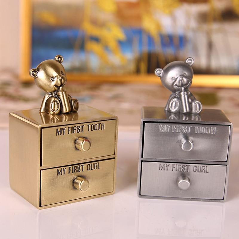 Baby Teeth Storage Box Metal Alloy Tooth Holder Keepsake Cute