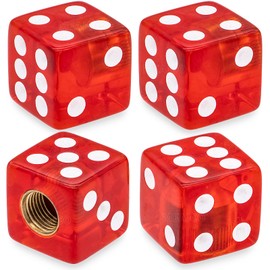 MEAJOO 4PCS Dice Tire Valve Stem Caps,with Rubber Ring, Dust Proof Cover Universal Tire Valve Stem Covers for Cars, SUV, Trucks, Bikes, Motorcycles, Bicycles(Red)