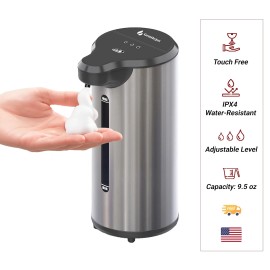 GentleJet Automatic Foam Soap Dispenser, Touchless Handsfree Motion Sensor Stainless Steel