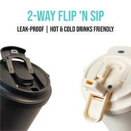 mocc 19oz Insulated Stainless Steel Tumbler, with Leak-Proof Lid and Foldable Straw, for Hot/Cold Coffee/Tea/Infused Water, for Travel & Gift (White)