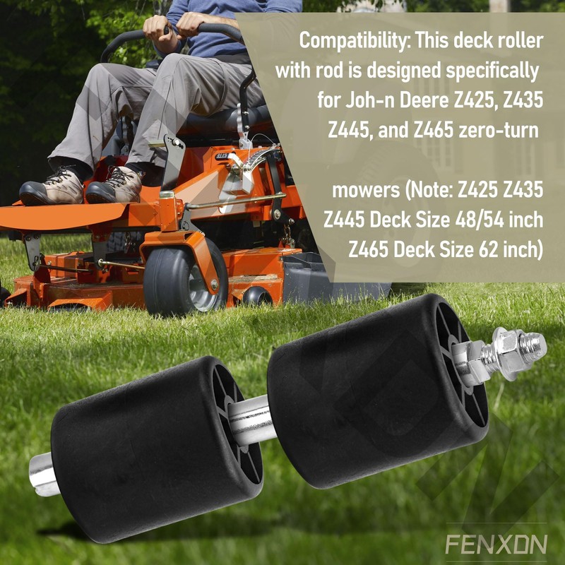 M158262 Deck Roller w/Rod for Joh-n Deere Z425 Z435 Z445