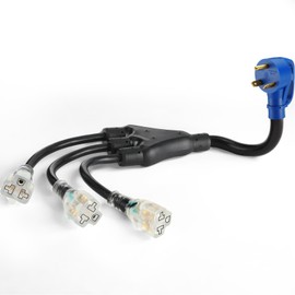 Kanayu 30A to 110V 15/20A RV Generator Adapter Cord Compatible with NEMA TT-30P to 3 x 5-15R/5-20R or 6-15/6-20R, 3 Prong Generator Plug to 3 Prong 15/20A Household Regular Connector 2FT, ETL Listed