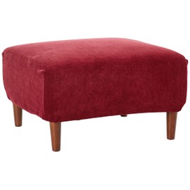 SureFit Home Décor Stretch Pique Ottoman Covers Slipcover, Form Fit, Polyester/Spandex, Machine Washable, One Piece, Garnet Color