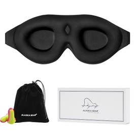 ALASKA BEAR ALASKA BEAR Sleep Mask Memory Foam Contoured Eye Cups for Women and Men, Soft 3D Blackout Eye Mask for Sleeping No Pressure on Eyelids and Eyelashes Protection, Earplugs Set, Black