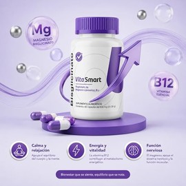 Vita Smart Bisglicinato Magnesio Liposomal Vitamina B12 Alta Absorción Máxima Biodisponibilidad Apoyo Muscular Energía Descanso Cápsulas
