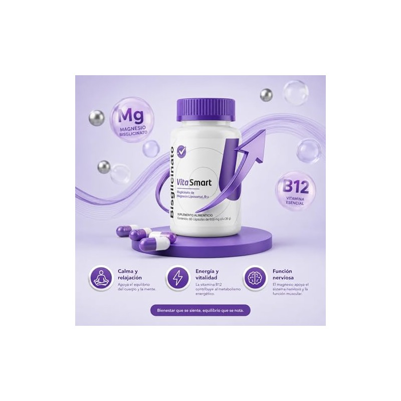 Vita Smart Bisglicinato Magnesio Liposomal Vitamina B12 Alta Absorción Máxima