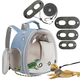 Guinea Pig Carrier,Guinea Pig Carrier for 2,Reptile Travel Carrier for Lizards Sugar Glider Hedgehog Rat Parrot Birds (Blue, Backpack+Harness Leash)