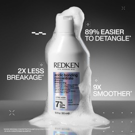 REDKEN - Shampoo Acidic Bonding Concentrate de Redken | Shampoo reparador y anti-quiebre para cabello dañado | Proporciona máxima reparación y acondicionamiento intenso| Con ácido cítrico | 300ml