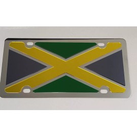 Na Jamaica Flag Acrylic Color On Top Of Stainless Steel License Plate. New Cond.