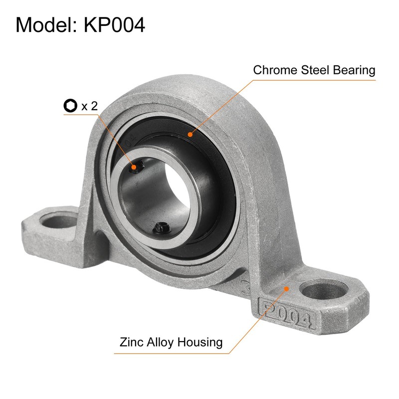 sourcing map 4pcs KP004 Flanged Pillow Block Bearings 20mm Bore,