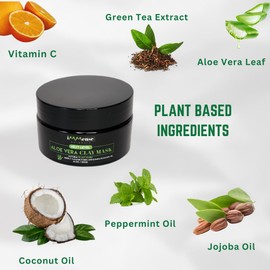 iMMense Naturals Clay Mask for Face, Aloe Vera Plant-Based Skin Care with Vitamin C and Moisturizing Deep Pore Cleanser, Facial Mask for Controlling Eczema, Oily & Dry Skin and Acne. Men and Women