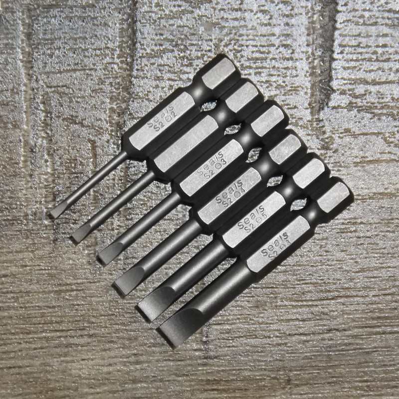 Toolcool 6 Pcs Slotted Screwdriver Bit Set Magnetic Flat Head