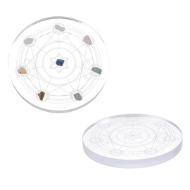 UNICRAFTALE Crystal Trays for Stones Acrylic Crystals Holder fors Display 10cm Round Chakra Star Rock Storage Organizers for Gemstone Essential Oil Table Home Decorative