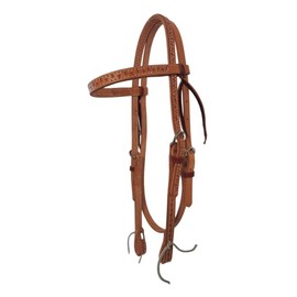 HR Saddlery Medium Oiled Western Tooled Equine Headstall