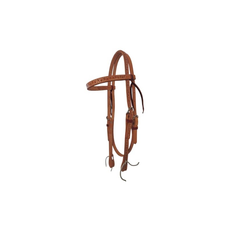 HR Saddlery Medium Oiled Western Tooled Equine Headstall