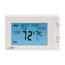 Lux Pro P721UT-010 TS 7 Day Programmable Thermostat; 2 Heat, 1 Cool, Horizontal Orientation; Batteries Included