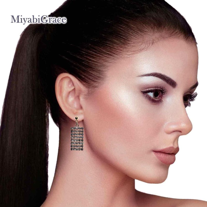 MiyabiGrace - arete de clip para mujer, diseño rectangular de