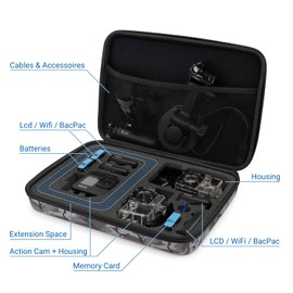 deleyCON Hard Case for GoPro Action Camera and GoPro Accessories Robust Dust Protection Impact Protection Splash Protection for GoPro Hero 12 Hero 11 Hero 10 Hero 9 Hero 9 Size XL Camouflage,