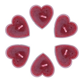 Candlestock Handmade Red Heart Beeswax Unscented Tea Light Candles - Set of 6