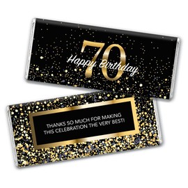 24ct 70th Birthday Party Favors Custom Wrappers for Chocolate Bars (24 Count) - Candy Not Included