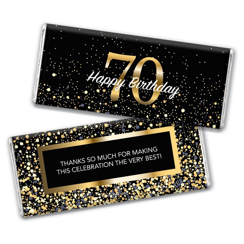 24ct 70th Birthday Party Favors Custom Wrappers for Chocolate Bars