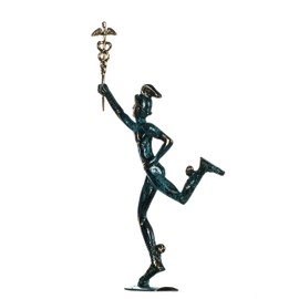 BeautifulGreekStatues Hermes Mercury Greek God Zeus Son Solid Bronze Statue Handmade 11.8 Inches