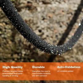 Soaker Hose, 1/2" x 150 FT Round Rubber Garden Soaker Hose, Heavy Duty Water Seeper Soaker Hoses for Foundation Watering, Garden Beds, Garden, Lawn and Plants