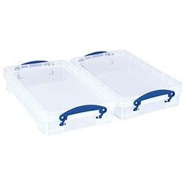 Really Useful Box 2.5 Litre Plastic Storage Box Clear (Pack of 2)