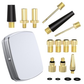 GlasFlength Bicycle Valve Adapter Set, French Valve Adapter and Car Valve Adapter with Sorting Box with Cone Adapters and Ball Needles Valve Adapter Bicycle for All Valve Adapters SV AV DV