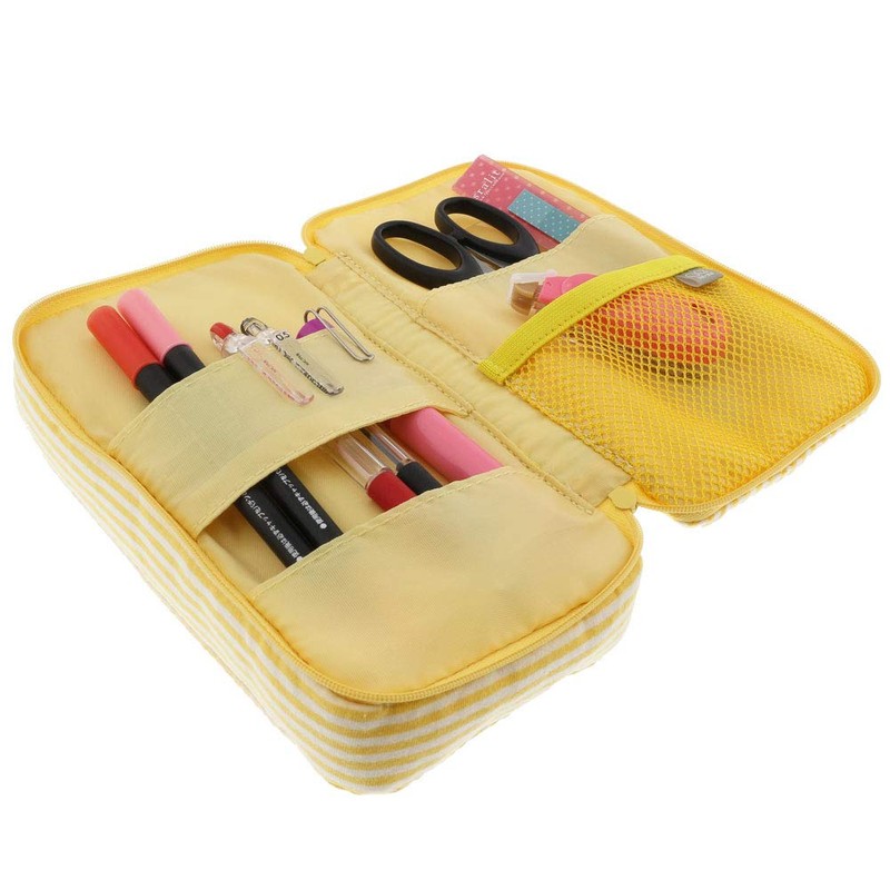 Sun-Star Stationery Pen Case NEMUMI Pillow Pen Case Border Yellow