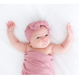 Posh Peanut Baby Swaddle Blanket - Large Premium Knit Viscose from Bamboo - Infant Swaddling Wrap, Receiving Blanket and Headband Set, Baby Shower Newborn Gift - Dusty Rose