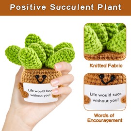 Hoedia Positive Succulent Plant Friend Gifts: Emotional Plant Crochet Dolls Birthday Gifts for Women Men Coworkers Student Roommate - Cheer Up Cute Funny Support Positive Potato Desk Decors
