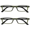 OPULIZE Ted Reading Glasses 2 Pack Narrow Matt Lightweight Frame