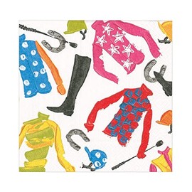 Caspari At the Races Paper Luncheon Napkins, 20 Per Package