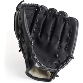 ZYYRSS Baseball Glove for Kids/Youth/Adult, Softball Gloves,Sports Batting Gloves PU Leather Left Hand Glove, Right Hand Throw (Black, 10.5 inch)