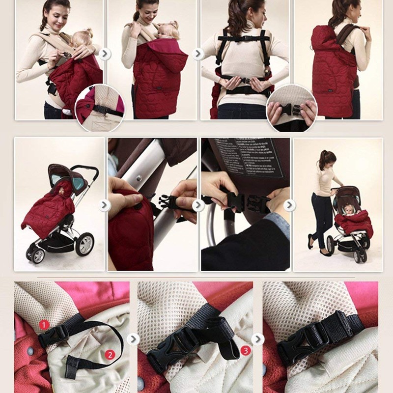 Bebamour universal hoodie, all seasons baby carrier cover, winter warm.